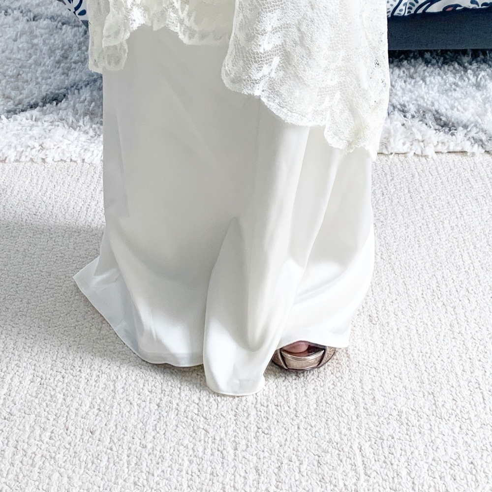 NWT Badgley Mischka Collection ivory lace strapless wedding dress 4 - Picture 7 of 11